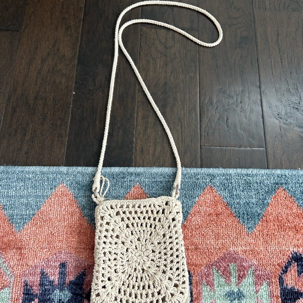 Handcrafted Cream Crochet Crossbody Bag